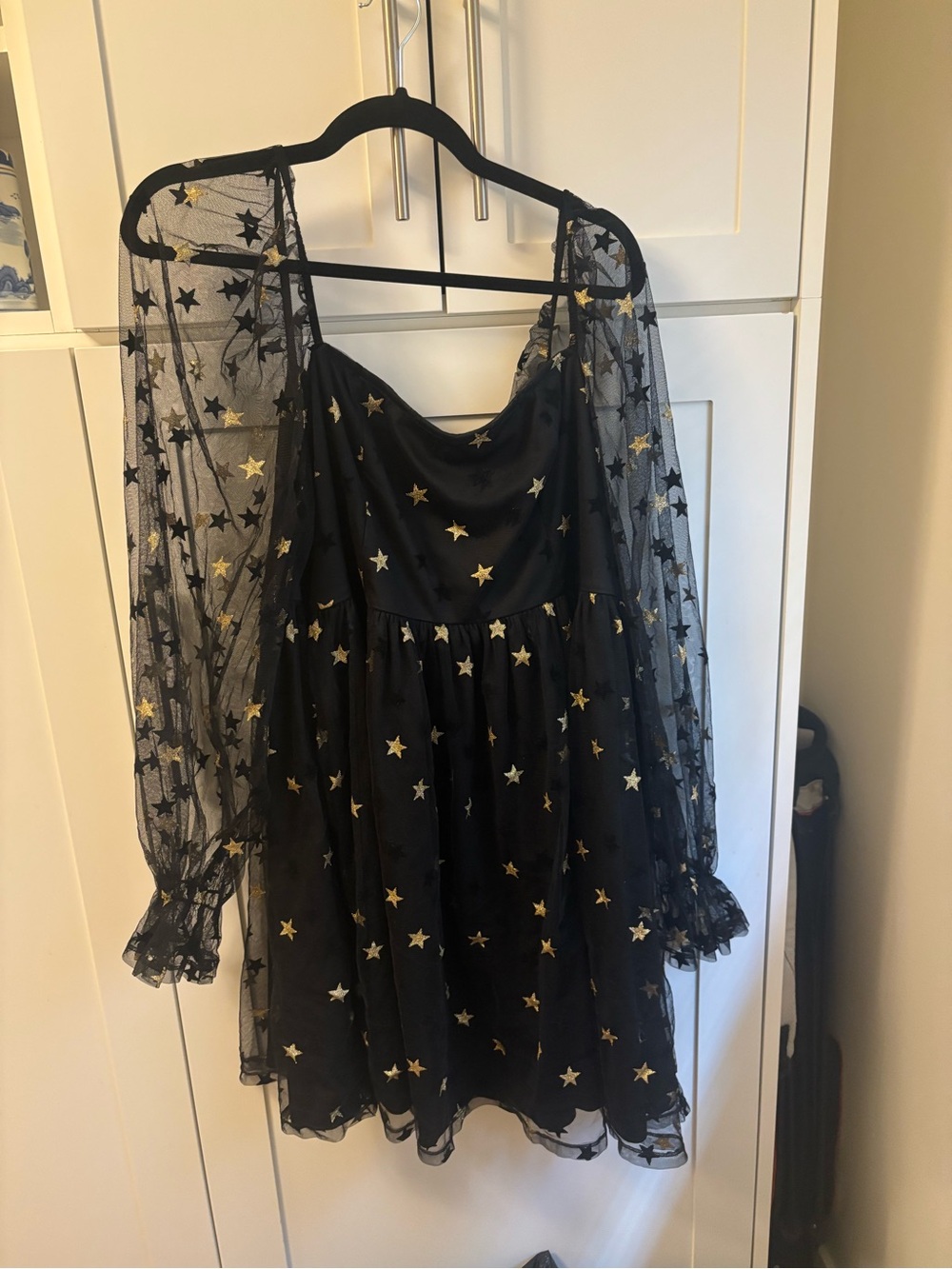 SHEIN Black Dress with Gold Star Print 2XL
